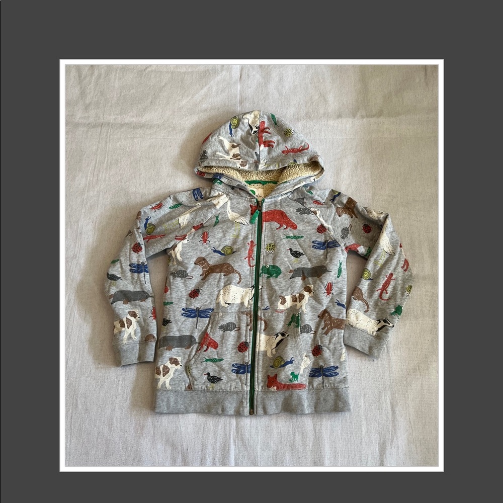 Boden Kids Fleece Lined Zip-Up Hoodie - Woodland creatures